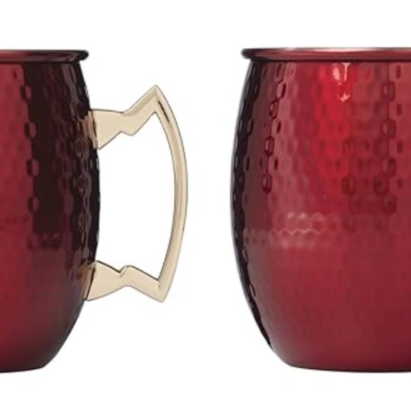 Cambridge 20 Oz Hammered Red Moscow Mule Mugs, Set Of 2 - Picture 2 of 8